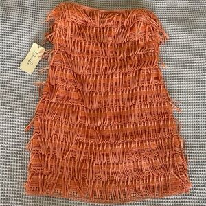 Anthropologie Orange Strapless Dress